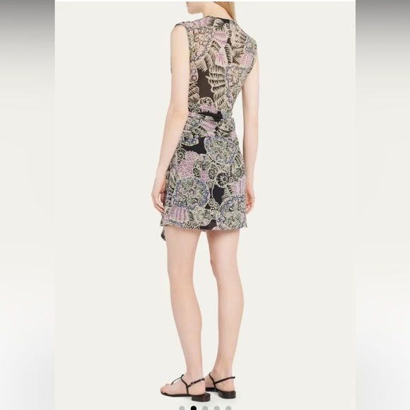 NWT IRO PARIS Rolina Twist Front Draped Printed Sleeveless SILK Mini Dress 36 - Picture 9 of 13